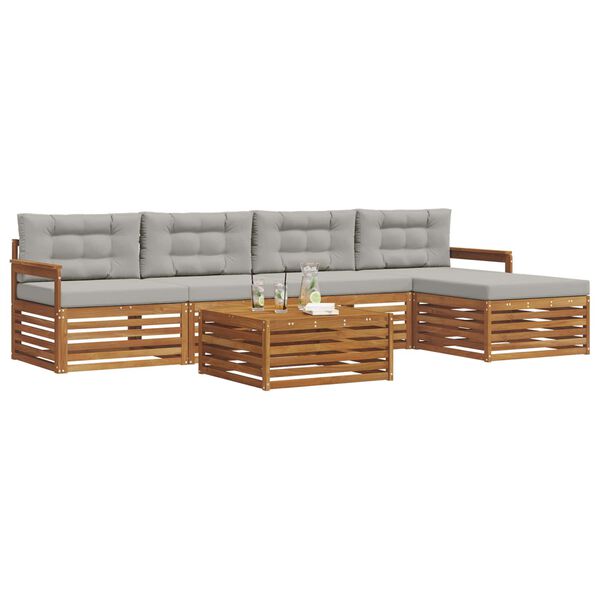 vidaXL Venkovn&iacute; pohovkov&aacute; souprava 6 pcs Př&iacute;rodn&iacute; a světle &scaron;ed&aacute;