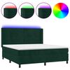 vidaXL Box spring postel s matrac&iacute; a LED tmavě zelen&aacute; 160x200 cm samet