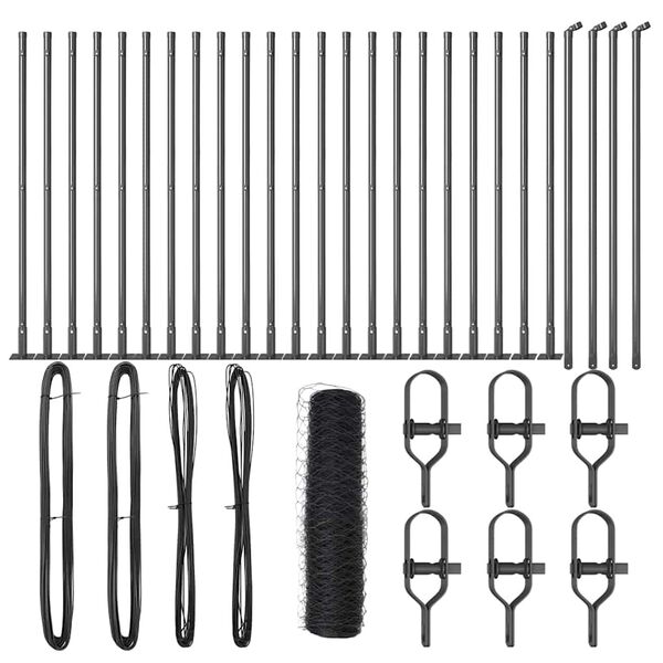 vidaXL Plotov&yacute; sloupek. &Scaron;ed&aacute; 50 x 0,5 m (s&iacute;ť 36 mm) Ocel a PVC