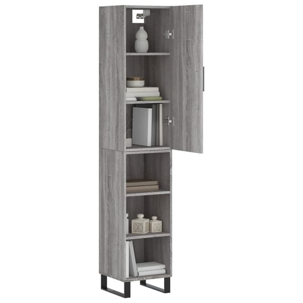 vidaXL Skř&iacute;ň highboard &scaron;ed&aacute; sonoma 34,5 x 34 x 180 cm kompozitn&iacute; dřevo