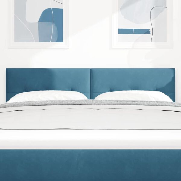 vidaXL LED hlavov&aacute; deska s LED p&aacute;sov&yacute;mi světly Modr&aacute; 144 cm Polyester