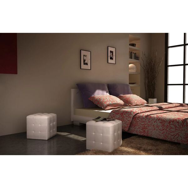 vidaXL Taburety kostky bílé