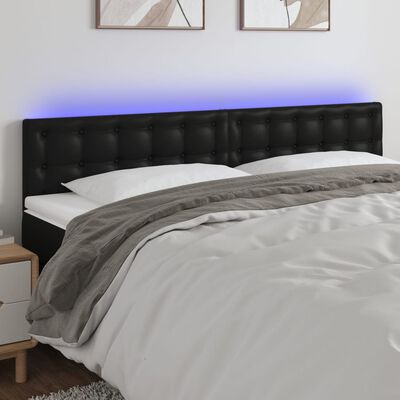 vidaXL Čelo postele s LED černé 180x5x78/88 cm umělá kůže