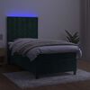 vidaXL Box spring postel s matrac&iacute; a LED tmavě zelen&aacute; 90x190 cm samet