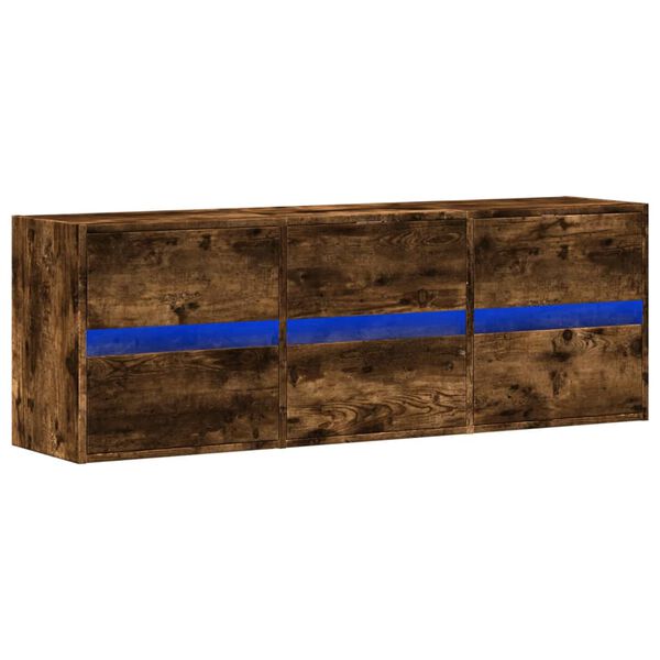vidaXL Nástěnná TV skříňka s LED osvětlením kouřový dub 130x31x45 cm