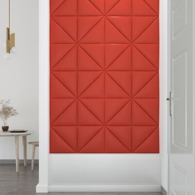 vidaXL Nástěnné panely 12 ks červené 30 x 30 cm umělá kůže 0,54 m²