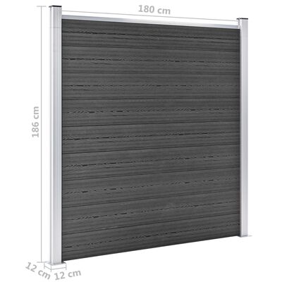 vidaXL Set plotového dílce WPC 446 x (105–186) cm černý