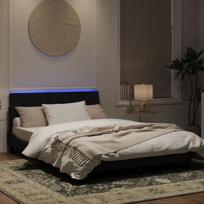 vidaXL Rám postele s LED osvětlením černý 140 x 190 cm samet