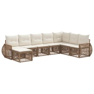 vidaXL Sada zahradn&iacute;ch pohovek 8 pcs Beige a kr&eacute;mov&aacute; b&iacute;l&aacute; polyratan