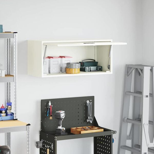 vidaXL Skř&iacute;ň na zeď do gar&aacute;že B&iacute;l&aacute; 80 x 33 x 35 cm