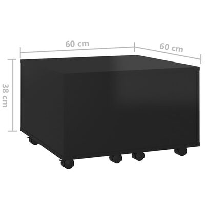 vidaXL Konferenční stolek černý vysoký lesk 60x60x38 cm dřevotříska
