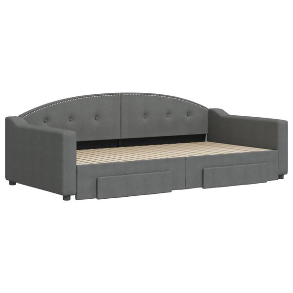 vidaXL V&aacute;lenda s přist&yacute;lkou a z&aacute;suvkami tmavě &scaron;ed&aacute; 100 x 200 cm textil