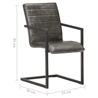 vidaXL Konzolové jídelní židle 2 ks šedé pravá kůže