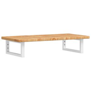 vidaXL Deska pod umyvadlo n&aacute;stěnn&aacute; ocel a masivn&iacute; dubov&eacute; dřevo