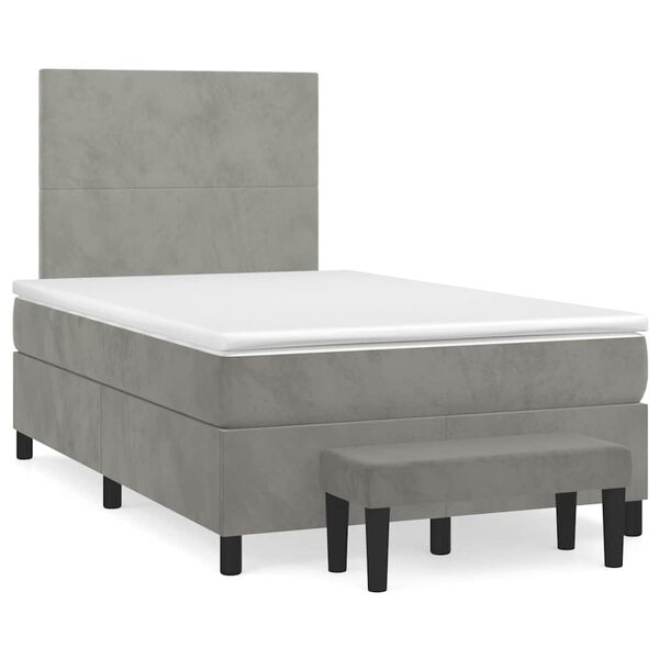 vidaXL Box spring postel s matrac&iacute; světle &scaron;ed&aacute; 120x190 cm samet