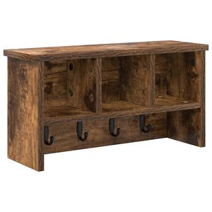 vidaXL N&aacute;stěnn&yacute; vě&scaron;&aacute;k na kab&aacute;ty s polic&iacute; Kouřov&yacute; dub 50 x 16 x 26 cm