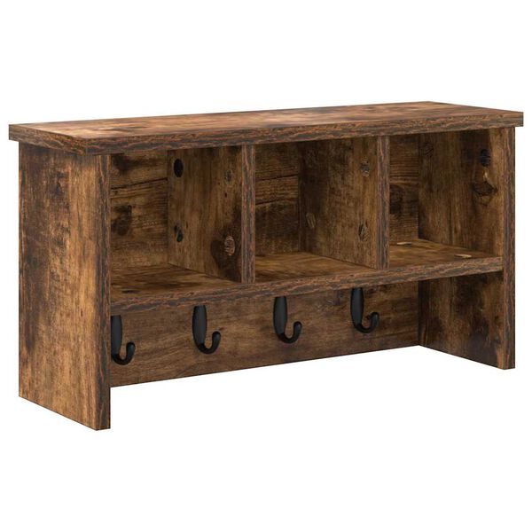 vidaXL N&aacute;stěnn&yacute; vě&scaron;&aacute;k na kab&aacute;ty s polic&iacute; Kouřov&yacute; dub 50 x 16 x 26 cm