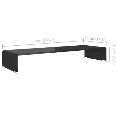 vidaXL TV stolek / podstavec na monitor sklo černý 90x30x13 cm