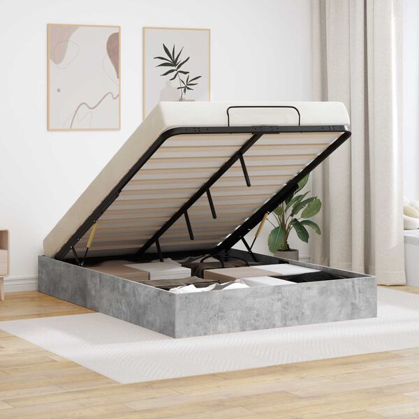 vidaXL Ottoman postel Betonově &scaron;ed&aacute; 120 x 190 cm kompozitn&iacute; dřevo