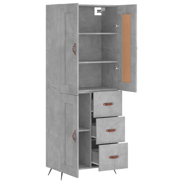 vidaXL Skř&iacute;ň highboard betonově &scaron;ed&aacute; 69,5x34x180 cm kompozitn&iacute; dřevo