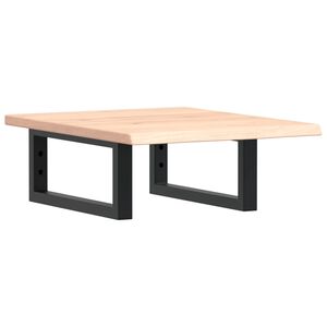 vidaXL Deska pod umyvadlo n&aacute;stěnn&aacute; ocel a masivn&iacute; dubov&eacute; dřevo