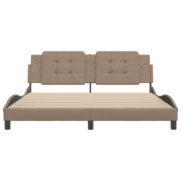 vidaXL R&aacute;m postele bez matrace Zadar cappuccino 180x200 cm uměl&aacute; kůže