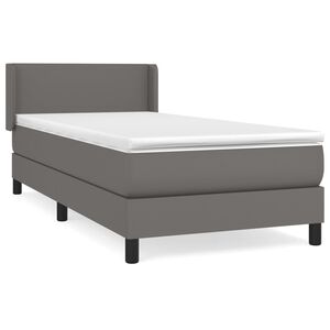 vidaXL Box spring postel s matrac&iacute; &scaron;ed&aacute; 80 x 200 cm uměl&aacute; kůže