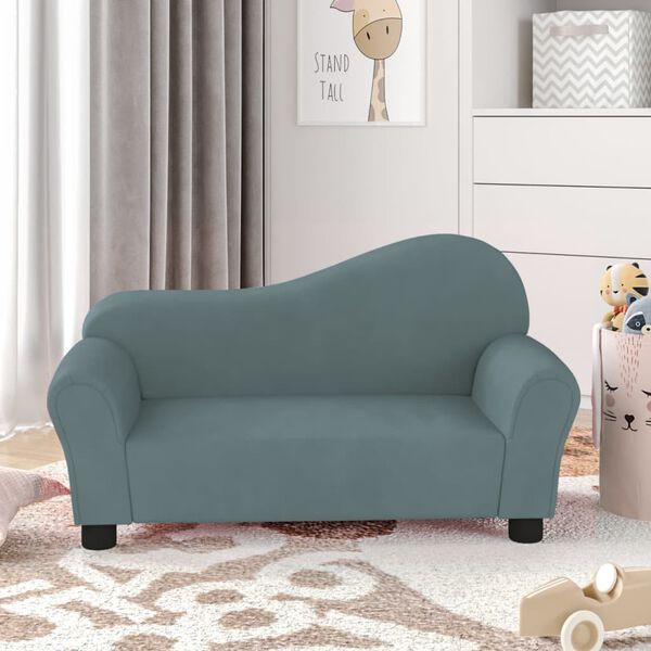 vidaXL Dětsk&aacute; pohovka modr&aacute; samet