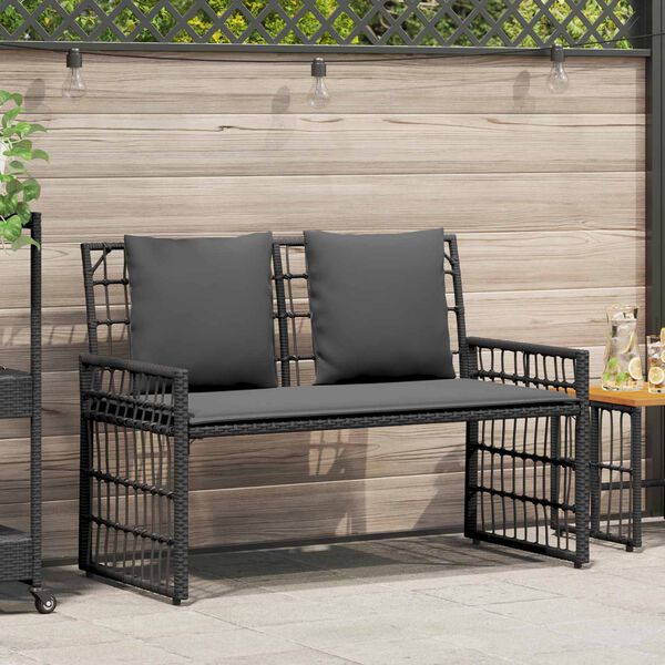 vidaXL Venkovn&iacute; lavice Čern&aacute; a tmavě &scaron;ed&aacute; 116 x 55 x 82 cm