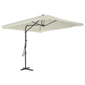 vidaXL Zahradn&iacute; slunečn&iacute;k s ocelovou tyč&iacute; 250 x 250 cm p&iacute;skov&yacute;