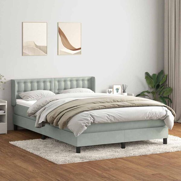vidaXL Box spring postel s matrac&iacute; světle &scaron;ed&aacute; 160x220 cm samet