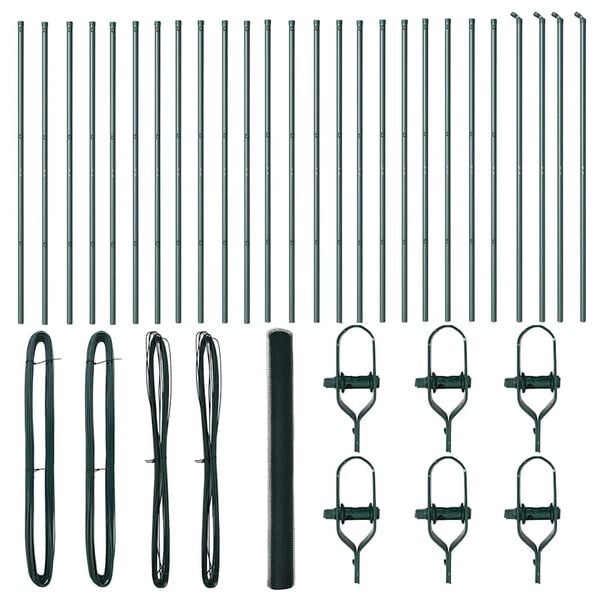 vidaXL Plotový sloupek. Zelená 50 x 1,6 m (25 mm síť) Ocel a PVC