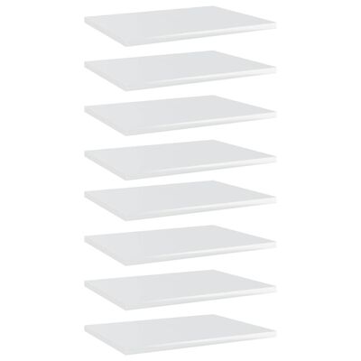 vidaXL Přídavné police 8 ks bílé vysoký lesk 40x30x1,5 cm dřevotříska