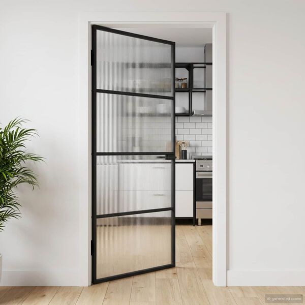 vidaXL Domovn&iacute; dveře 102 x 201,5 x 3,5 cm Hlin&iacute;k a tvrzen&eacute; sklo