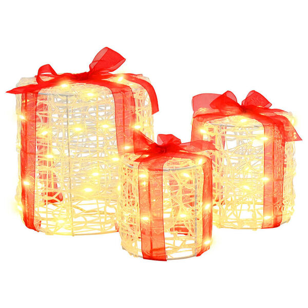 vidaXL Dekorace D&aacute;rkov&eacute; Krabičky 3 pcs Tepl&aacute; b&iacute;l&aacute; 20 x 20 x 21 cm