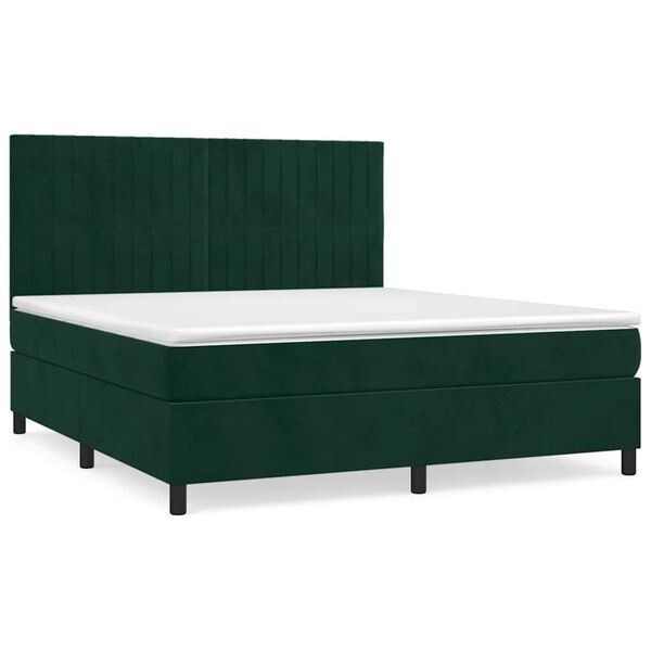 vidaXL Box spring postel s matrac&iacute; tmavě zelen&aacute; 180x200 cm samet