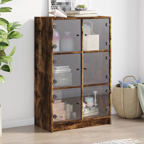 vidaXL Highboard s dv&iacute;řky kouřov&yacute; dub 68x37x109 cm kompozitn&iacute; dřevo