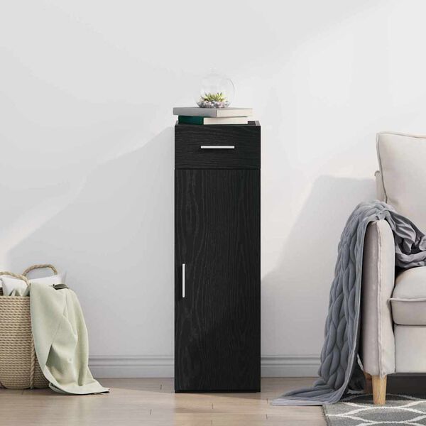 vidaXL Serv&iacute;rovac&iacute; skř&iacute;ň se z&aacute;suvkou Čern&yacute; dub 30 x 42,5 x 93 cm