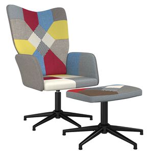 vidaXL Relaxačn&iacute; křeslo se stoličkou patchwork textil