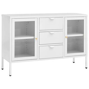 vidaXL Př&iacute;born&iacute;k b&iacute;l&yacute; 105 x 35 x 70 cm ocel a tvrzen&eacute; sklo