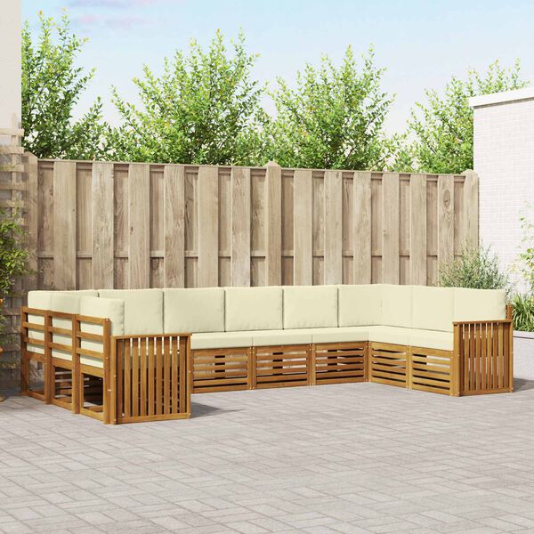 vidaXL Rohov&aacute; sofa sada s pol&scaron;t&aacute;řem 10 pcs Přirozen&aacute; a Kr&eacute;mov&aacute;