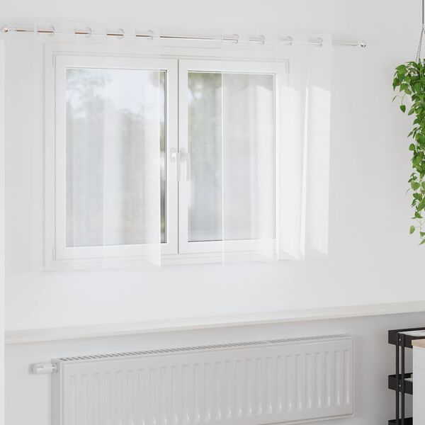 vidaXL Voile Z&aacute;clona se z&aacute;clonami 2 pcs B&iacute;l&aacute; 140 x 140 cm Polyester