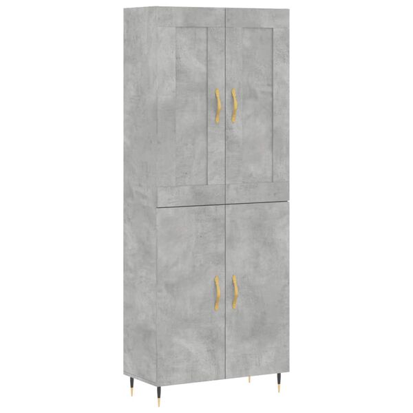 vidaXL Skř&iacute;ň highboard betonově &scaron;ed&aacute; 69,5x34x180 cm kompozitn&iacute; dřevo