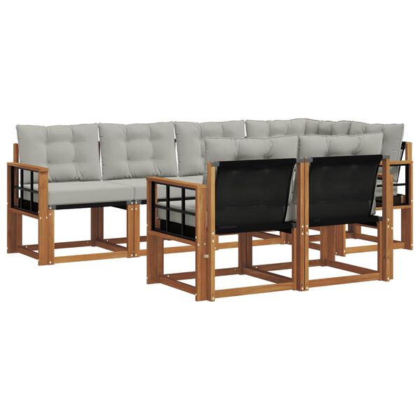 vidaXL Venkovn&iacute; pohovkov&aacute; souprava 7 pcs Př&iacute;rodn&iacute; a světle &scaron;ed&aacute;