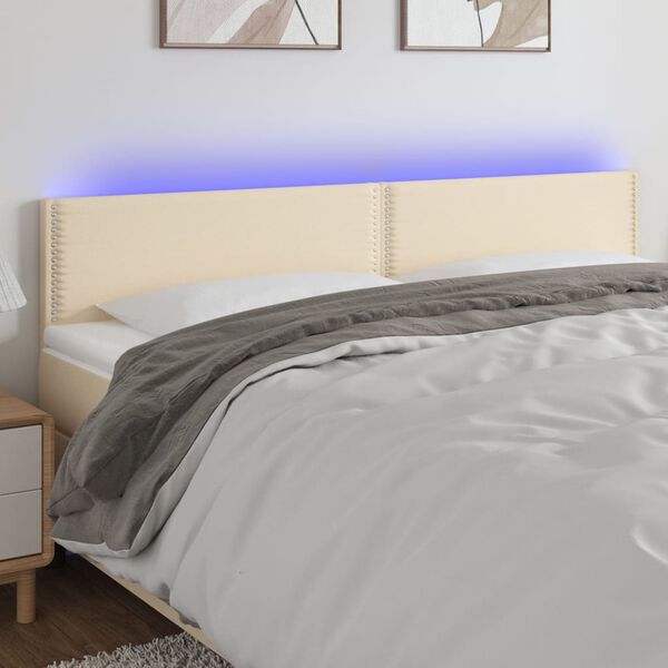 vidaXL Čelo postele s LED kr&eacute;mov&eacute; 180x5x78/88 cm textil