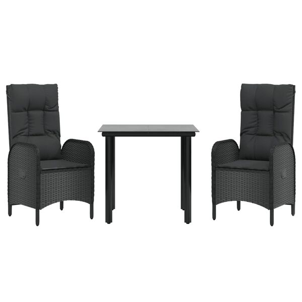 vidaXL 3d&iacute;ln&yacute; zahradn&iacute; j&iacute;deln&iacute; set s podu&scaron;kami čern&yacute; polyratan