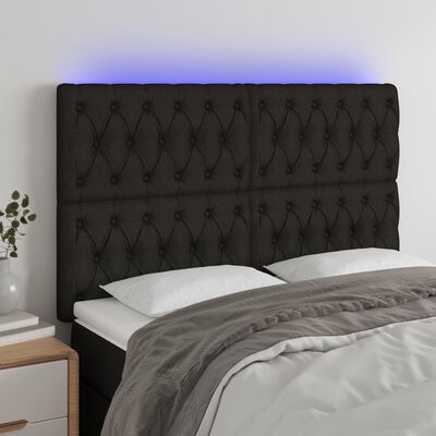 vidaXL Čelo postele s LED černé 160x7x118/128 cm textil