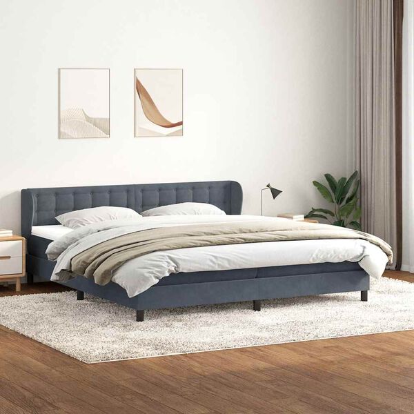 vidaXL Postel Box Spring s matracemi tmavě &scaron;ed&aacute; 180x210 cm samet