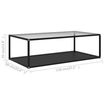 vidaXL Konferenční stolek průhledný a černý 120x60x35 cm tvrzené sklo