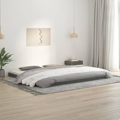 vidaXL Rám postele šedý 200 x 200 cm masivní borovice